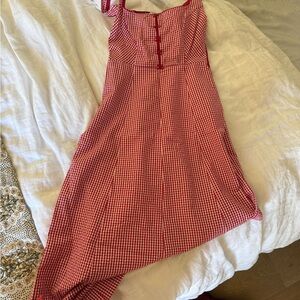 Doen Red Gingham Midi Dress